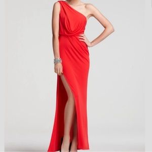 BCBG red maxi dress with split